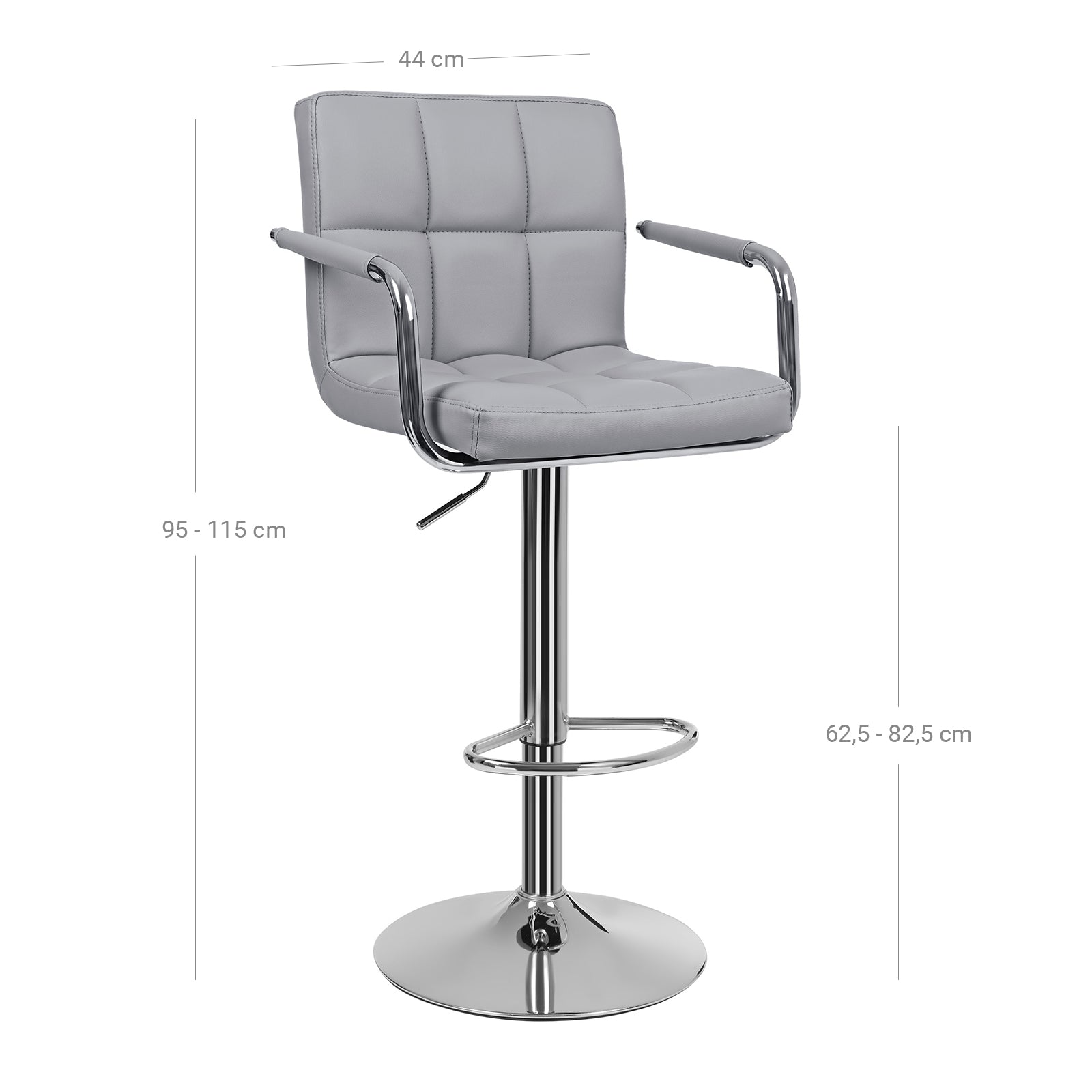 Bar stools - Set of 2 - with armrests - Gray