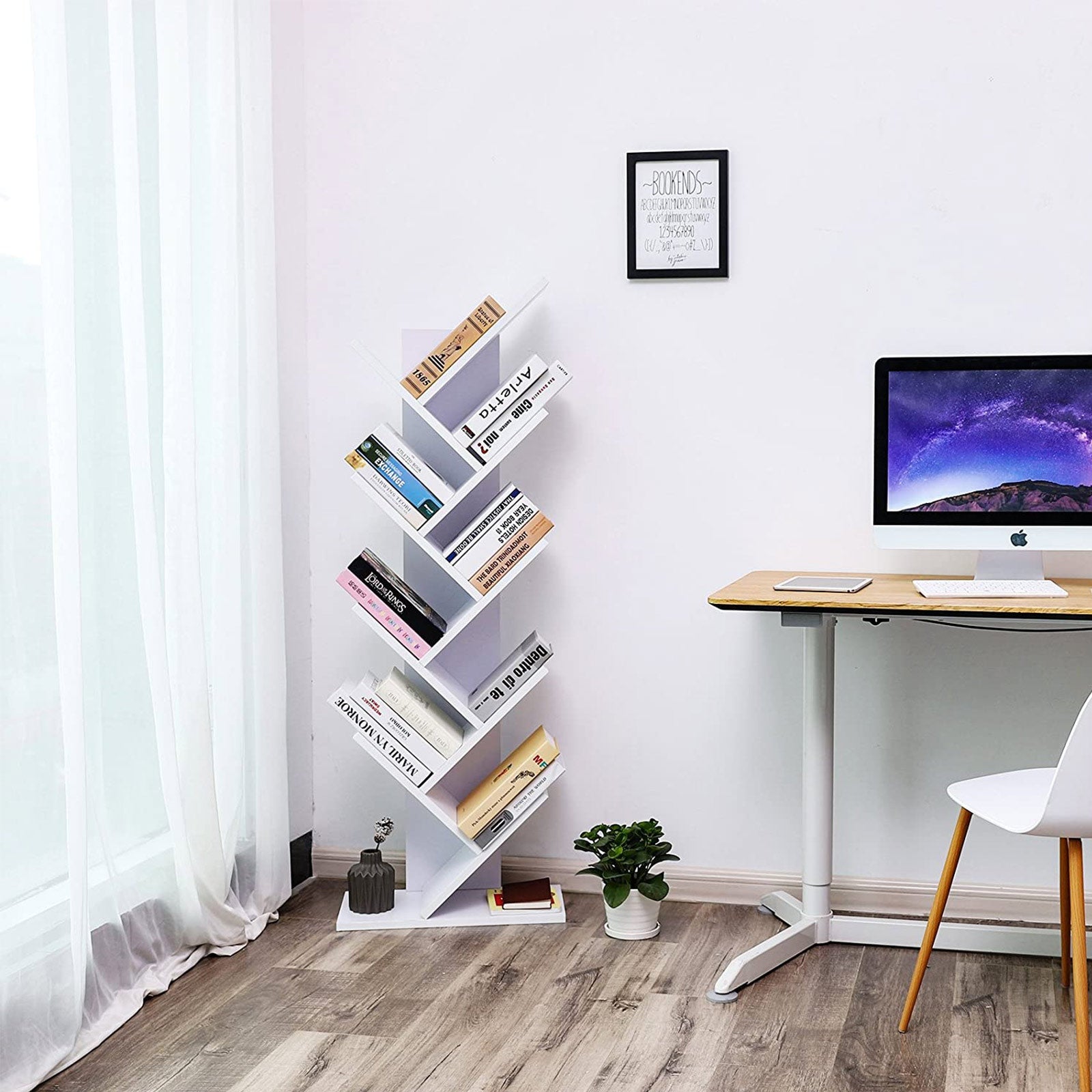 Bookcase - Standing cupboard - 8 levels - White