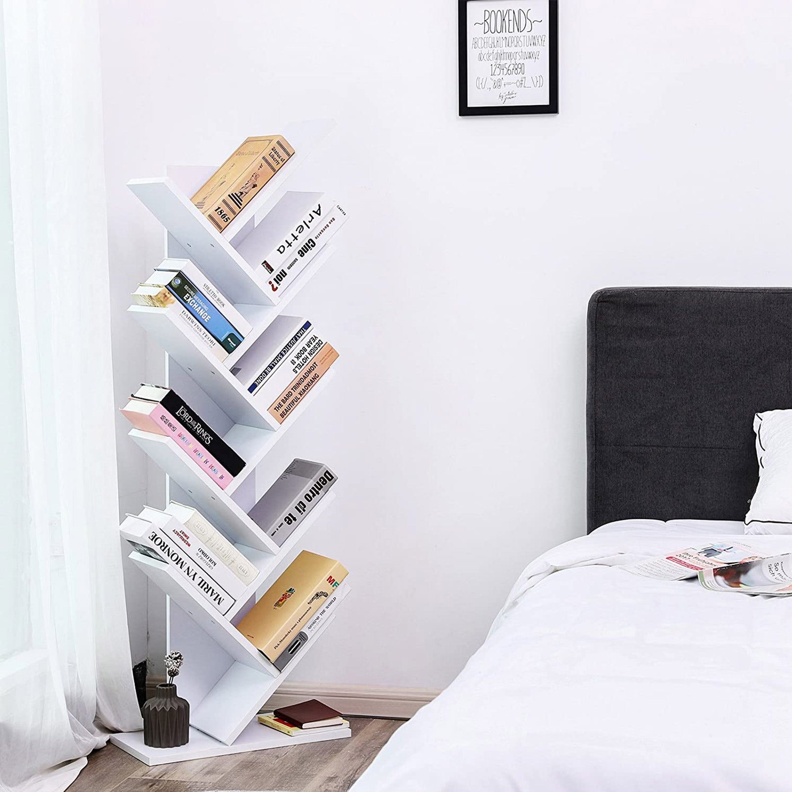 Bookcase - Standing cupboard - 8 levels - White