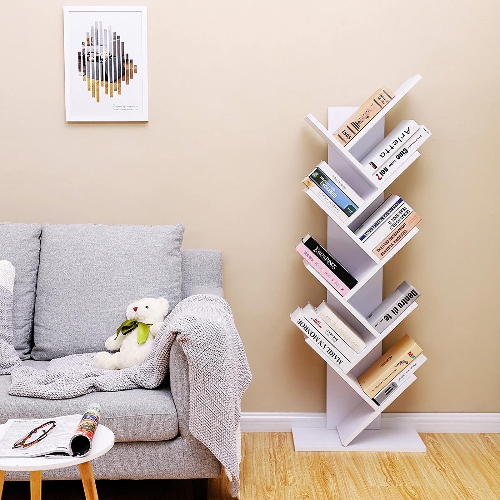 Bookcase - Standing cupboard - 8 levels - White