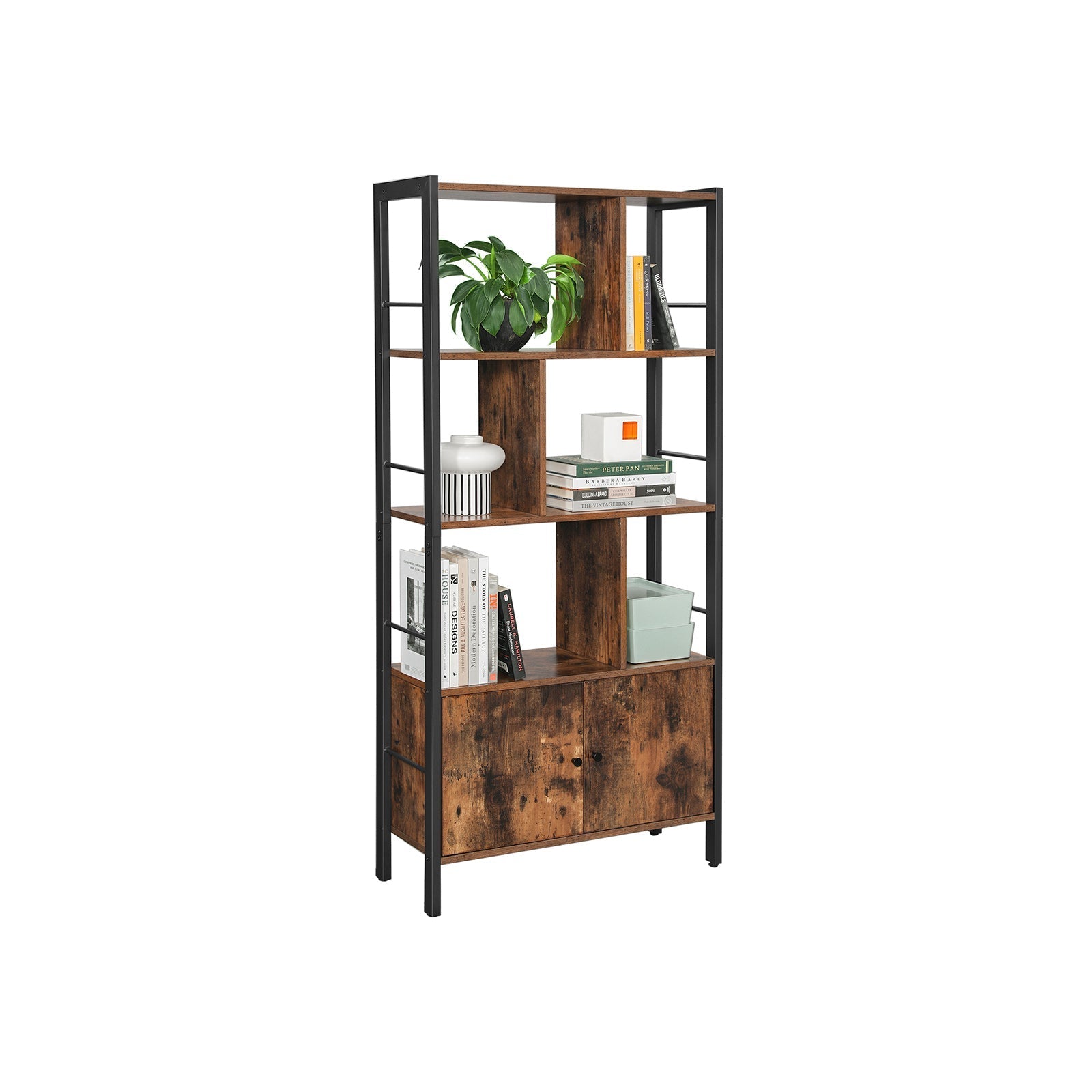 Bookcase - Living room cabinet - Storage cabinet - Standing rack - Vintage Brown/Black