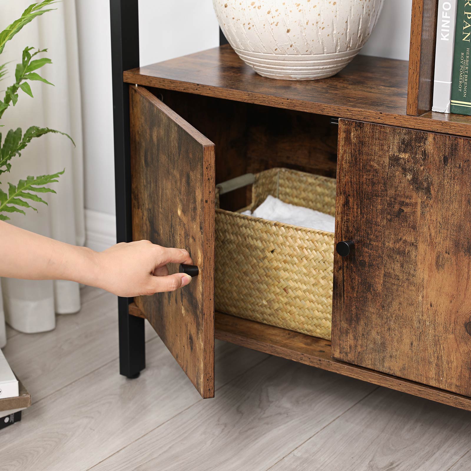 Bookcase - Living room cabinet - Storage cabinet - Standing rack - Vintage Brown/Black