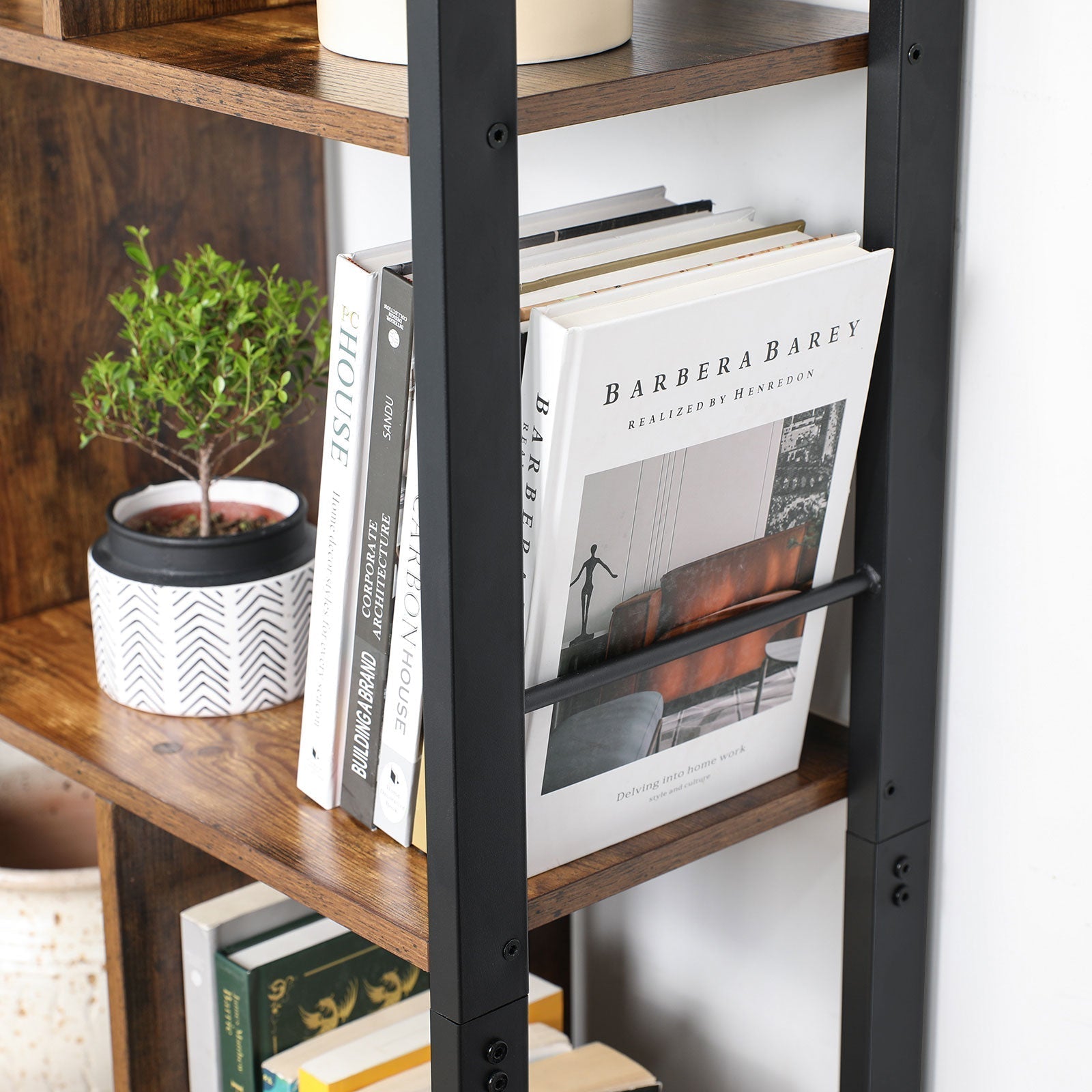 Bookcase - Living room cabinet - Storage cabinet - Standing rack - Vintage Brown/Black
