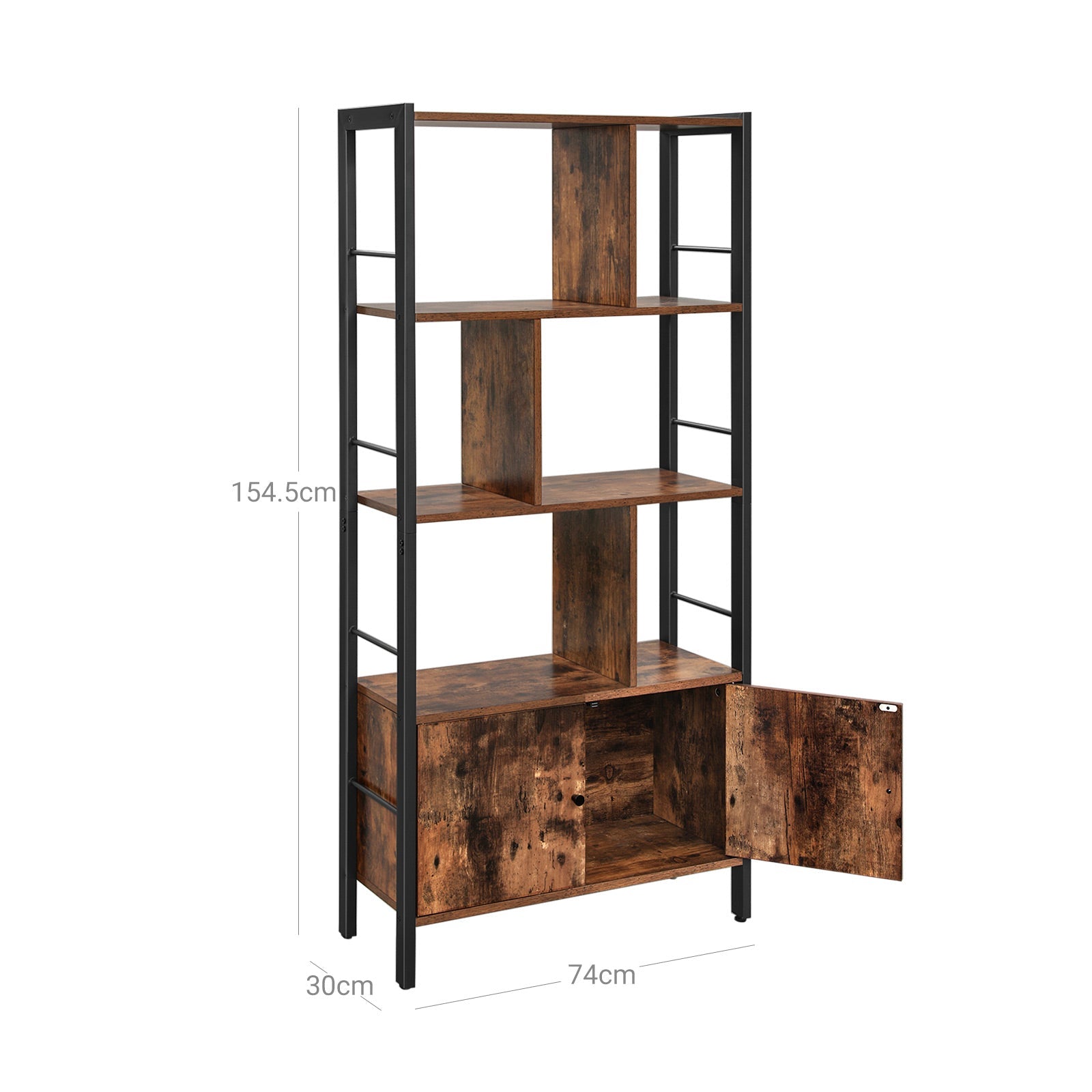 Bookcase - Living room cabinet - Storage cabinet - Standing rack - Vintage Brown/Black