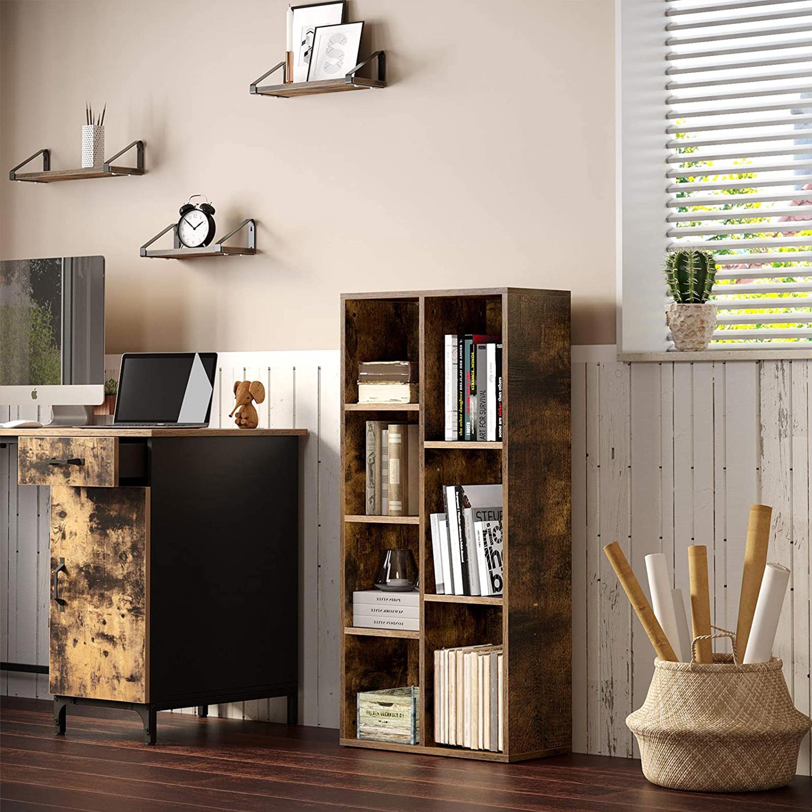 Bookcase - Standing Plankenkast - Living Room Cabinet - Vintage Brown