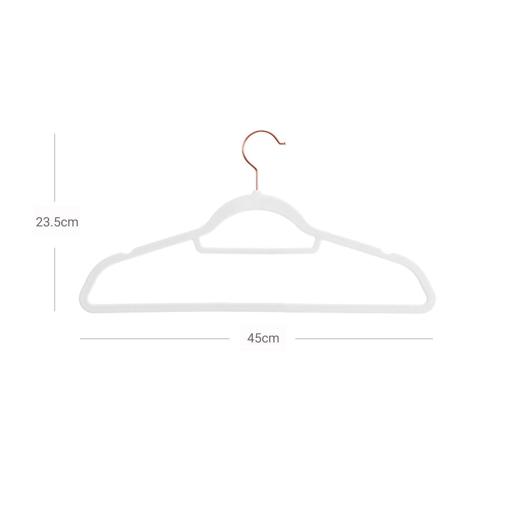 Velvet clothes hangers - Anti -slip pendants - Set of 50 - White
