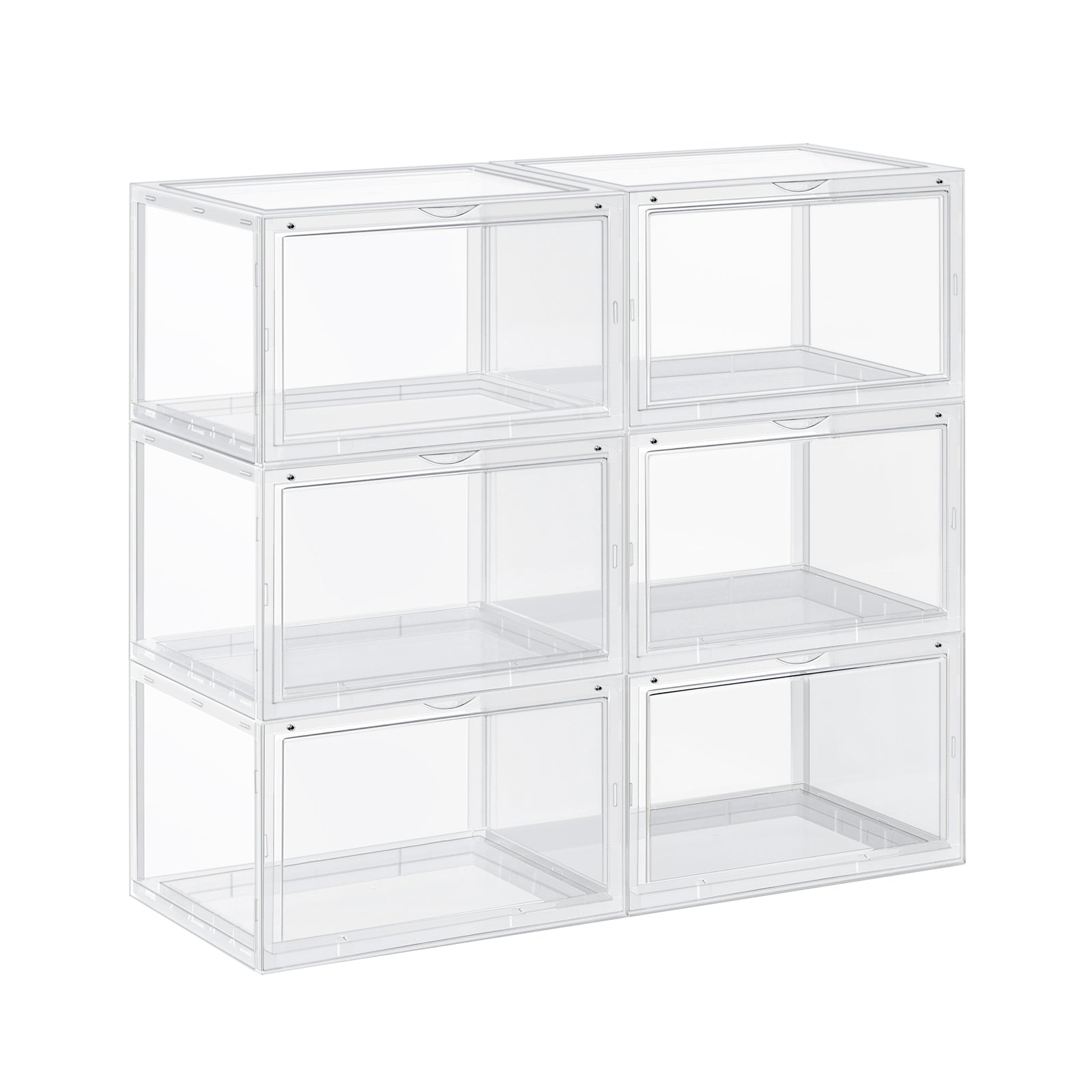 Shoe boxes - Set of 6 - Stackable storage boxes - 46.36 x 28 x 22 cm - Transparent