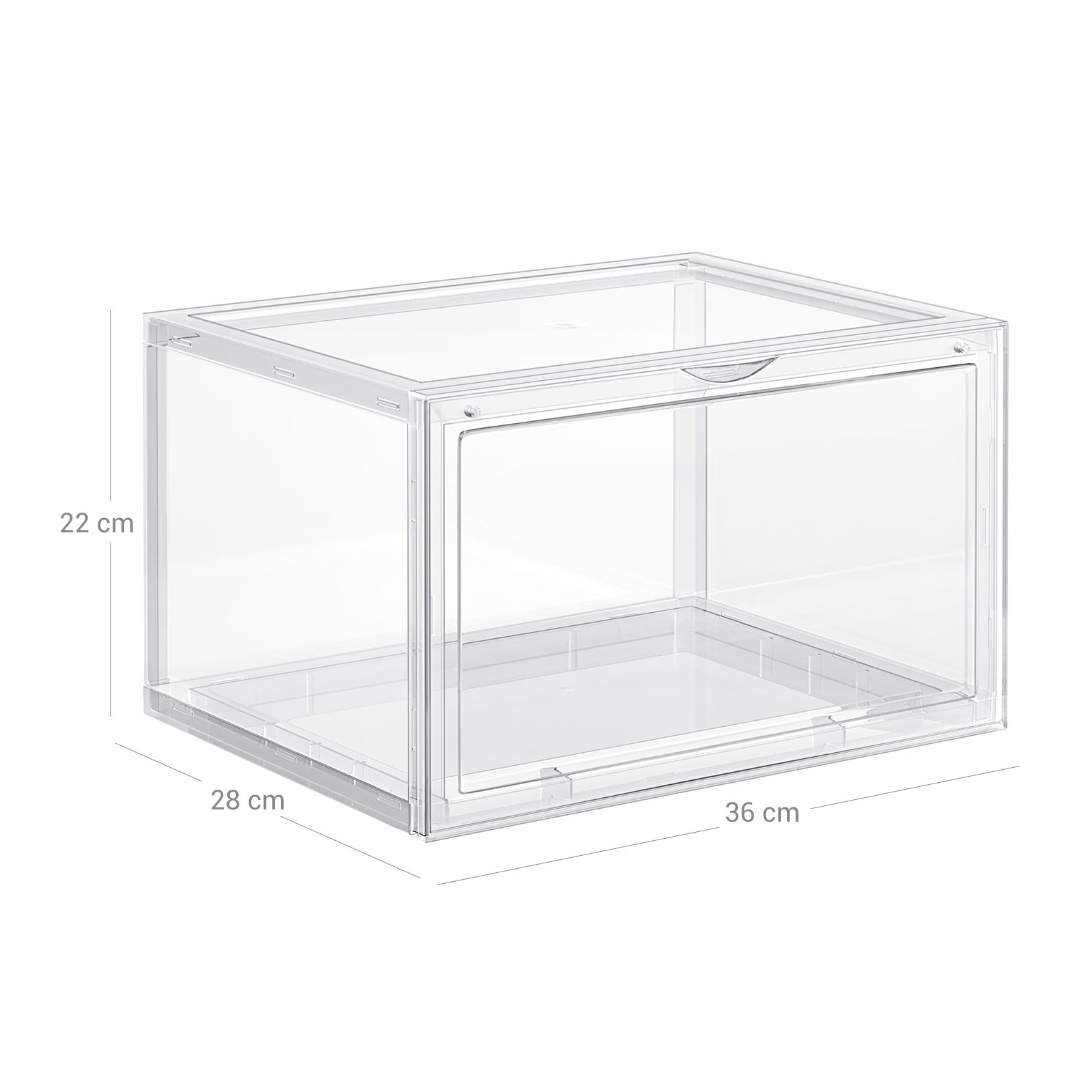 Shoe boxes - Set of 6 - Stackable storage boxes - 46.36 x 28 x 22 cm - Transparent