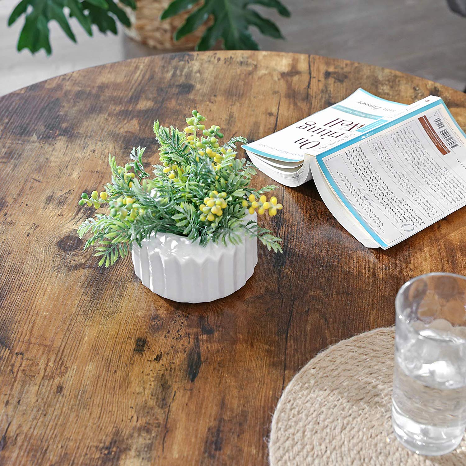 Coffee table - Bank table - Round - Steel frame - Brown