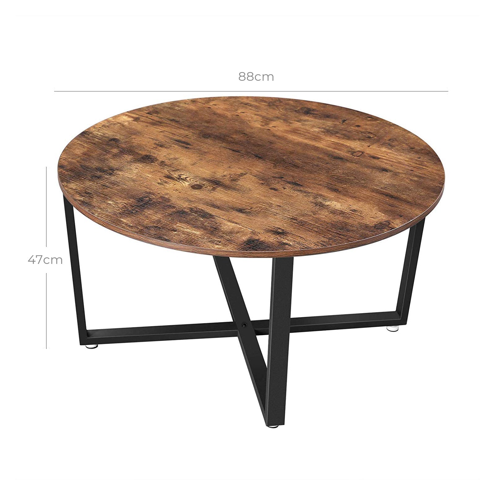 Coffee table - Bank table - Round - Steel frame - Brown