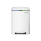 Waste bin - 2 compartments - 2 x 20 l - metal with pedal - 40 l - white