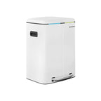 Waste bin - 2 compartments - 2 x 20 l - metal with pedal - 40 l - white