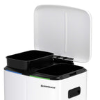 Waste bin - 2 compartments - 2 x 20 l - metal with pedal - 40 l - white