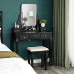 Dressing table - Make -up table with mirror and drawers - Cosmetics table - Black