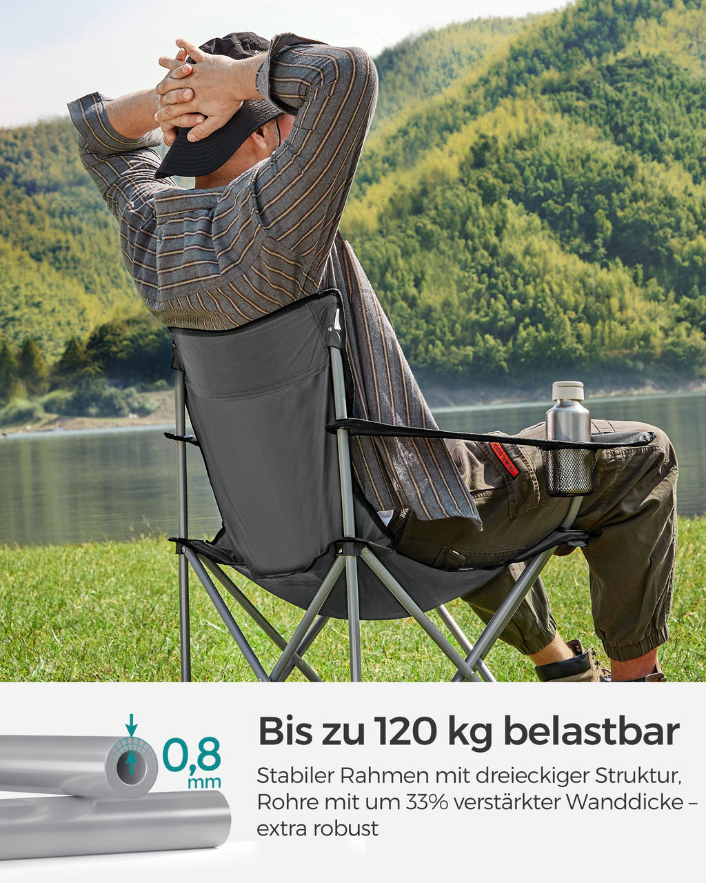 Portable camping chair set of 2 with armrests