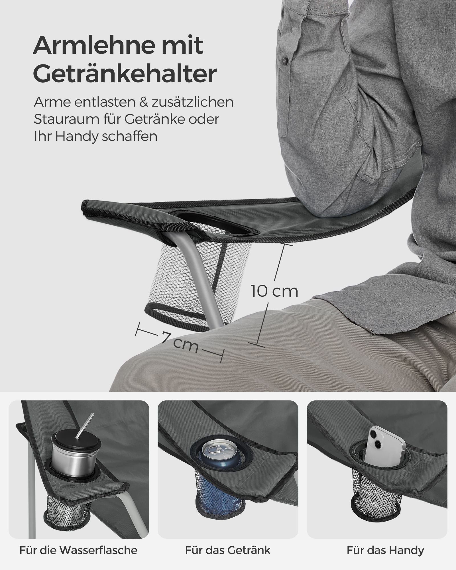 Portable camping chair set of 2 with armrests