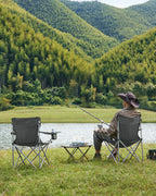 Portable camping chair set of 2 with armrests