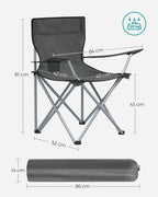 Portable camping chair set of 2 with armrests
