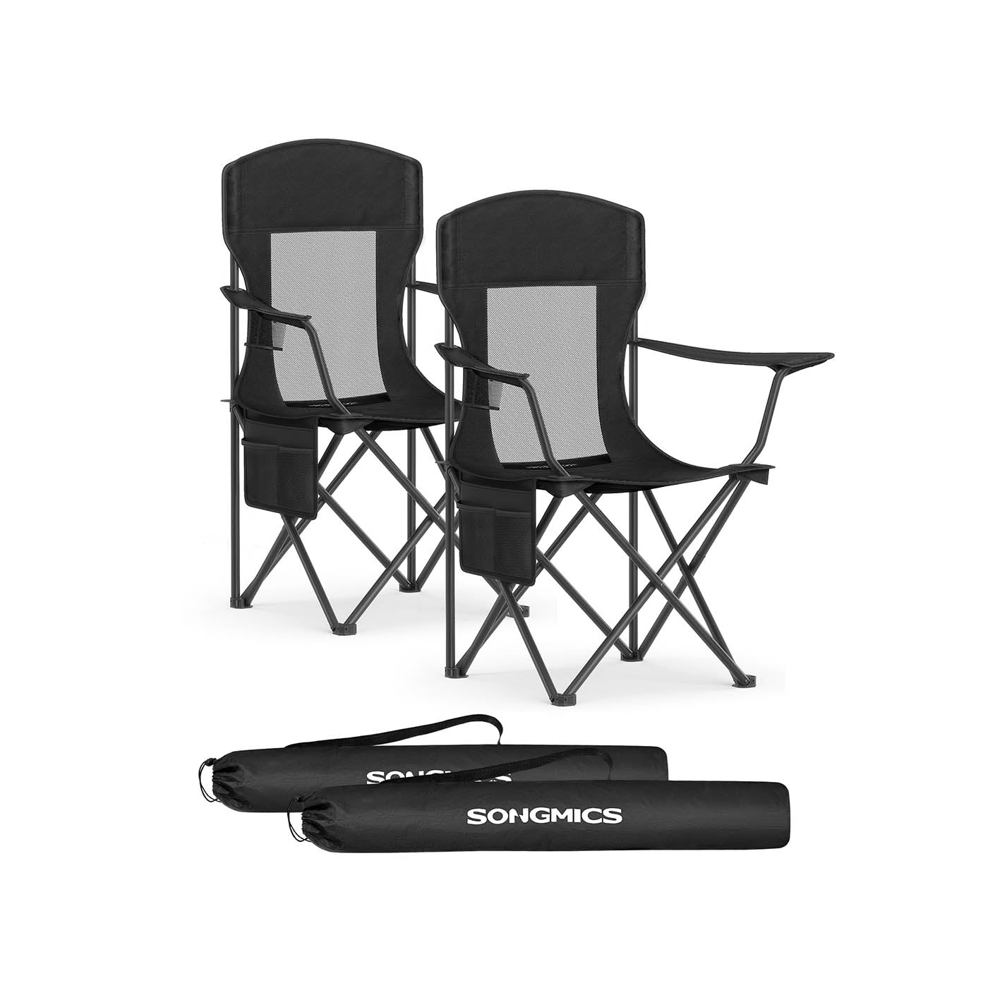 Camping chairs set of 2 with adjustable armrests, harbor blue