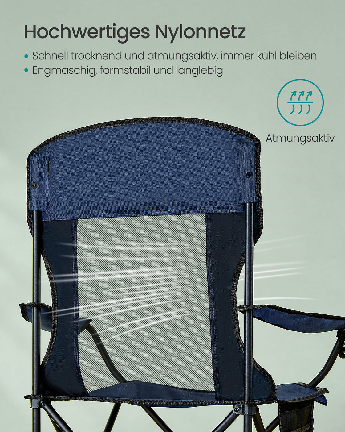 Camping chairs set of 2 with adjustable armrests, harbor blue