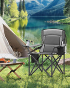 Camping chair with cup holder and foam filling, Leigrijs