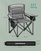 Camping chair with cup holder and foam filling, Leigrijs