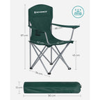 Camping chair - Set of 2 with cup holder - Dark green