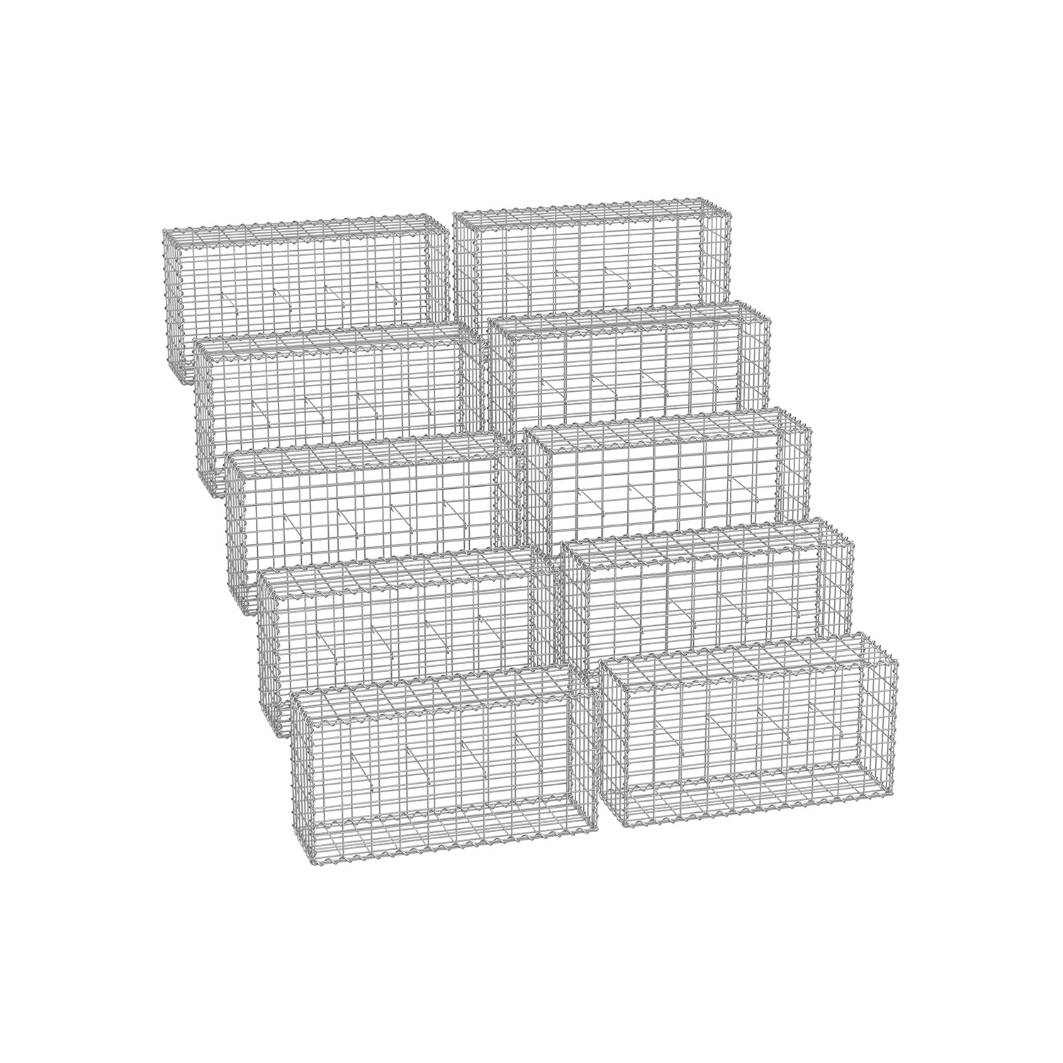 Set of 10 Schans baskets - 100 × 50 × 30 cm - silver