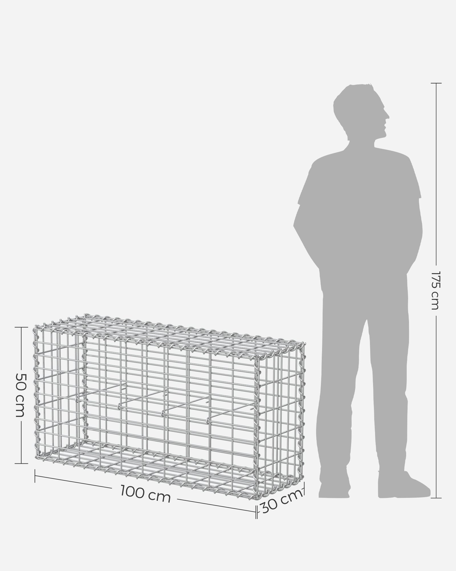 Set of 10 Schans baskets - 100 × 50 × 30 cm - silver