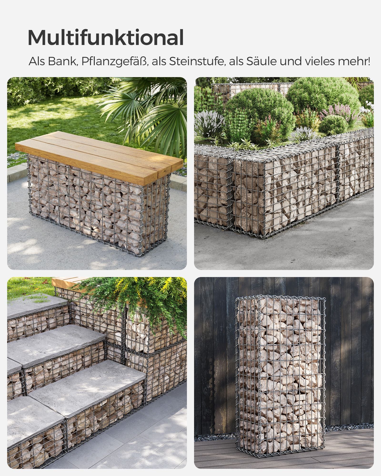 Set of 10 Schans baskets - 100 × 50 × 30 cm - silver