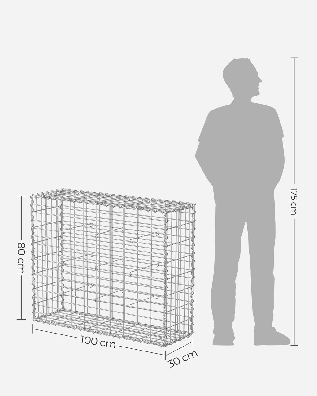 Set of 10 Schans baskets - 100 × 80 × 30 cm - silver