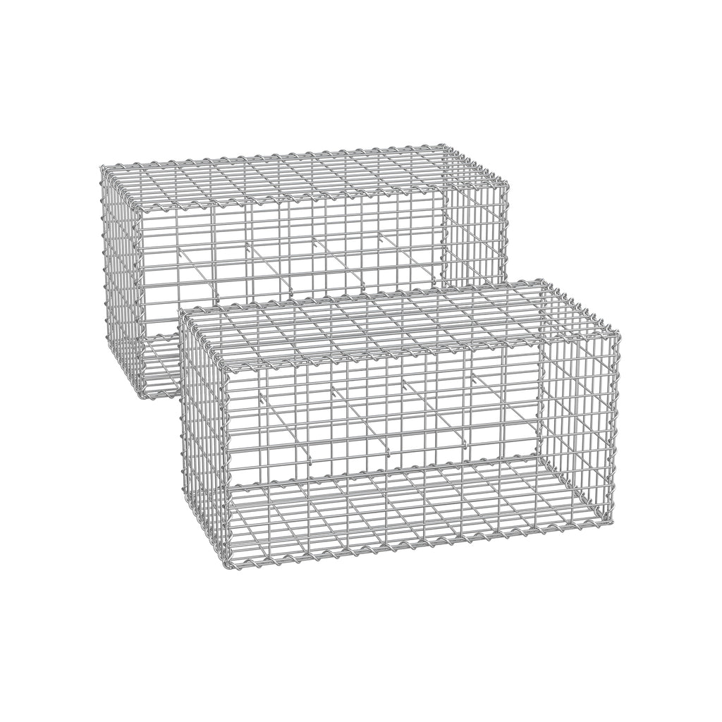 Wire basket - 100 x 30 x 30 cm - Set of 2 - Silver