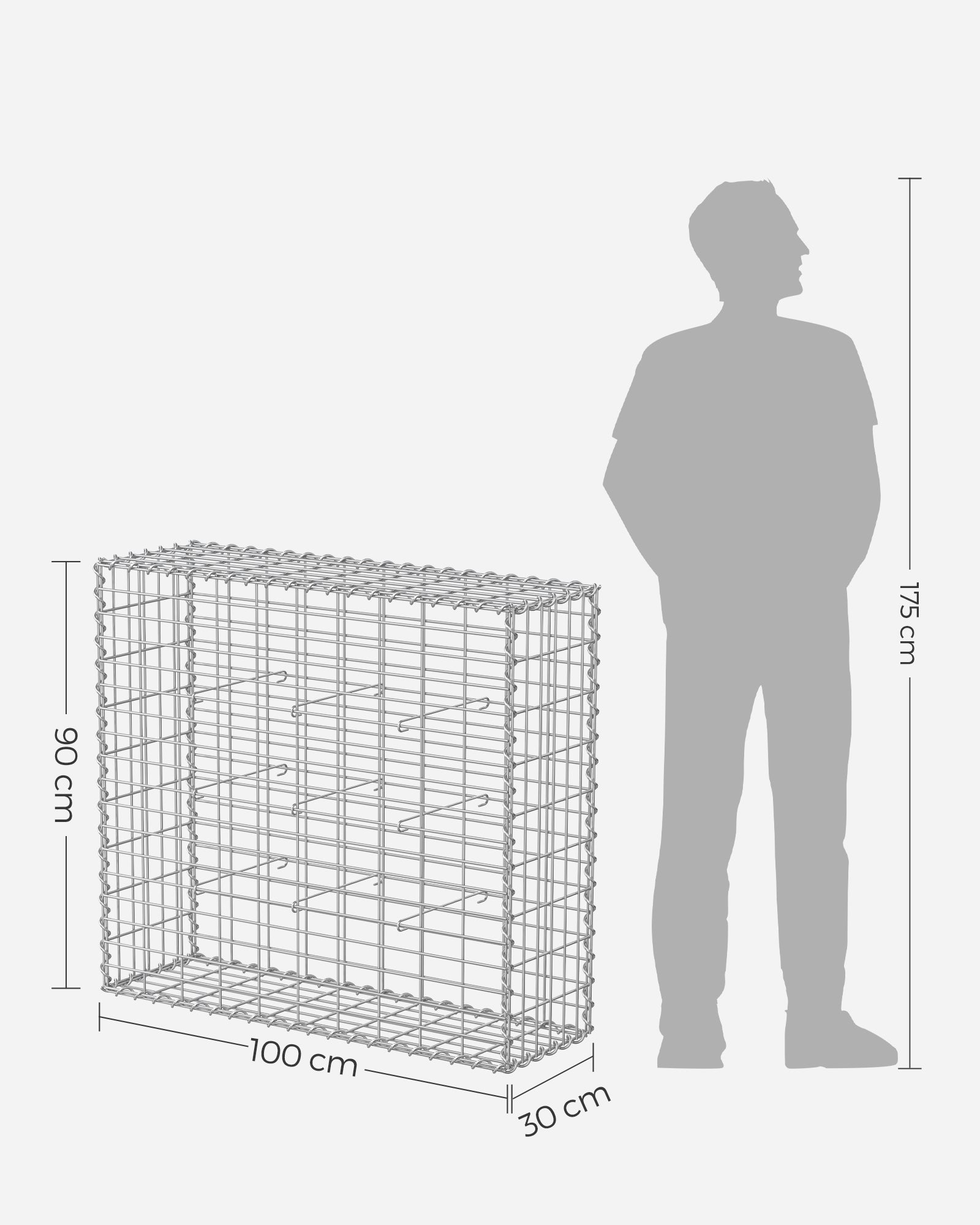 Set of 2 wire baskets - Maas width 5 × 10 cm - silver