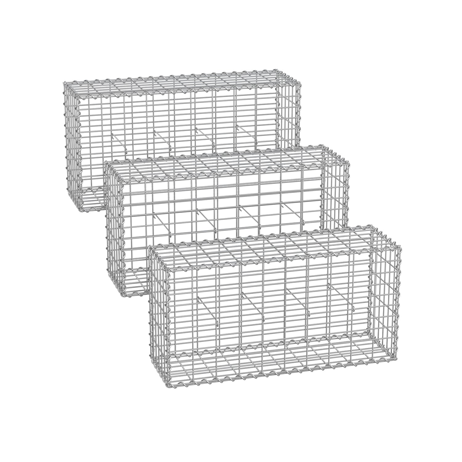 Set of 3 Schans baskets - Maas width 5 × 10 cm - Silver