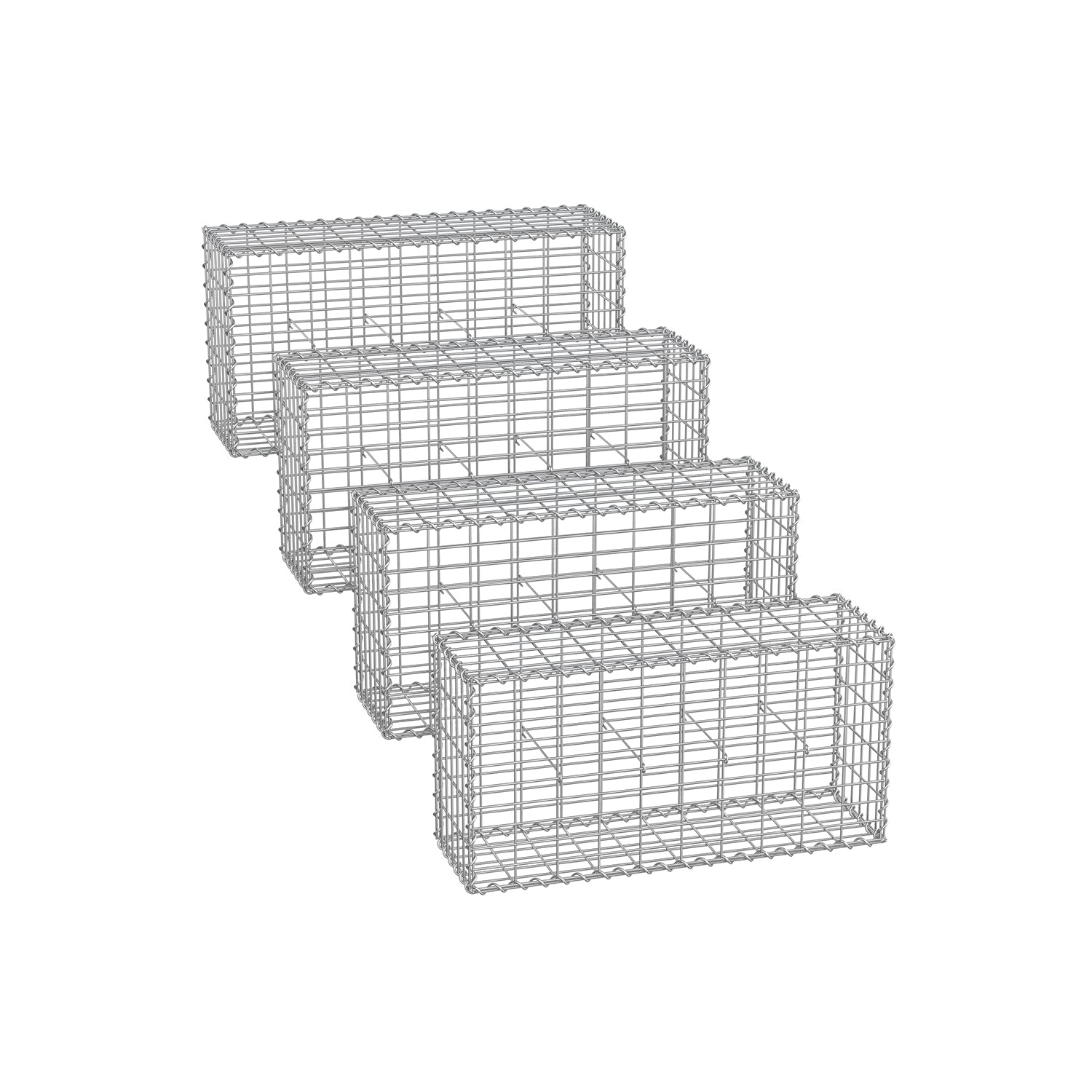 Set of 4 wire baskets - Maas width 5 × 10 cm - silver