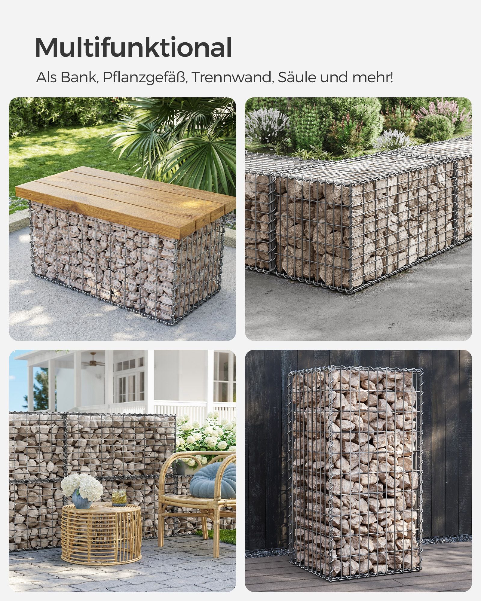 Schans baskets - Set of 4 - 100 × 30 × 30 cm - Silver