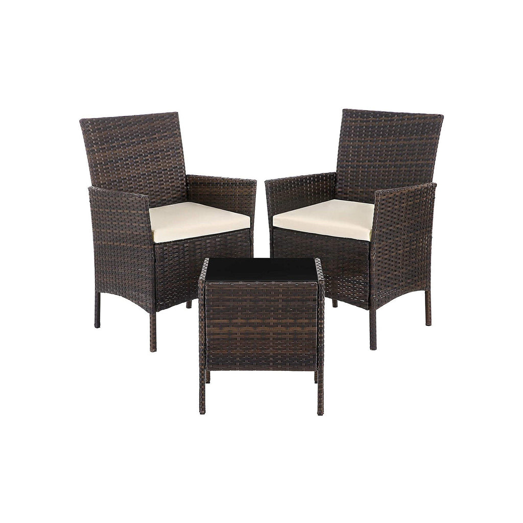 Garden furniture set - Lounge set - 2 chairs and table - patio furniture - brown