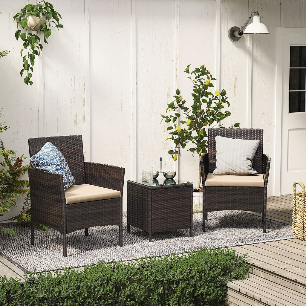 Garden furniture set - Lounge set - 2 chairs and table - patio furniture - brown
