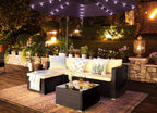 Garden furniture set - Lounge set - Garden bench and table - With pillows - Glass top - Black / Beige