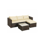 Garden furniture set - Polyrotan Lounge Set - Garden table with glass top - Brown/Beige