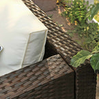 Garden furniture set - Polyrotan Lounge Set - Garden table with glass top - Brown/Beige