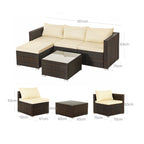 Garden furniture set - Polyrotan Lounge Set - Garden table with glass top - Brown/Beige