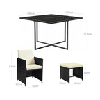 Garden furniture set - Lounge set - Rattan look - 2 chairs and glass table - Black