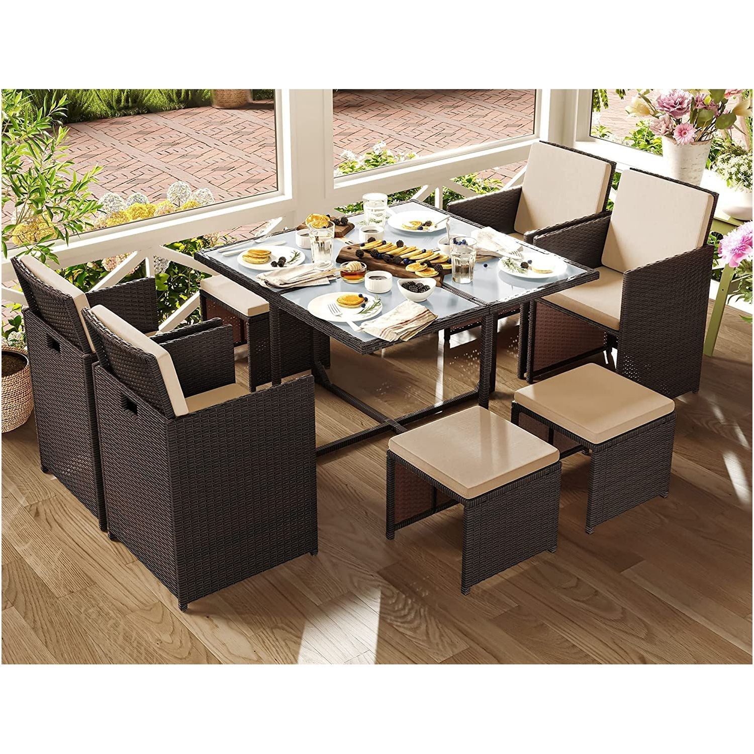 Garden furniture set - Dining table with chairs - set of 9 - Garden set