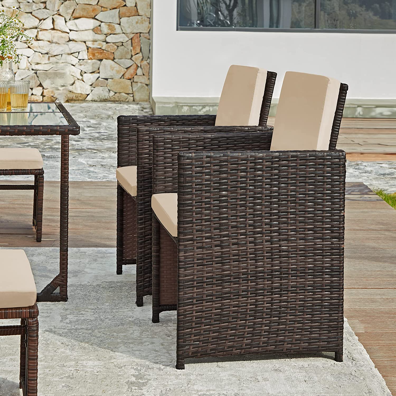 Garden furniture set - Dining table with chairs - set of 9 - Garden set