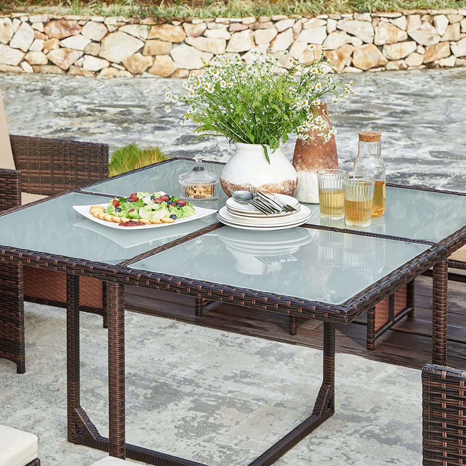 Garden furniture set - Dining table with chairs - set of 9 - Garden set