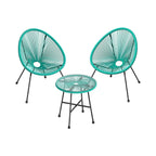 Garden furniture set - Balcony furniture - Set of 3 - Glass table top - 2 chairs - Black