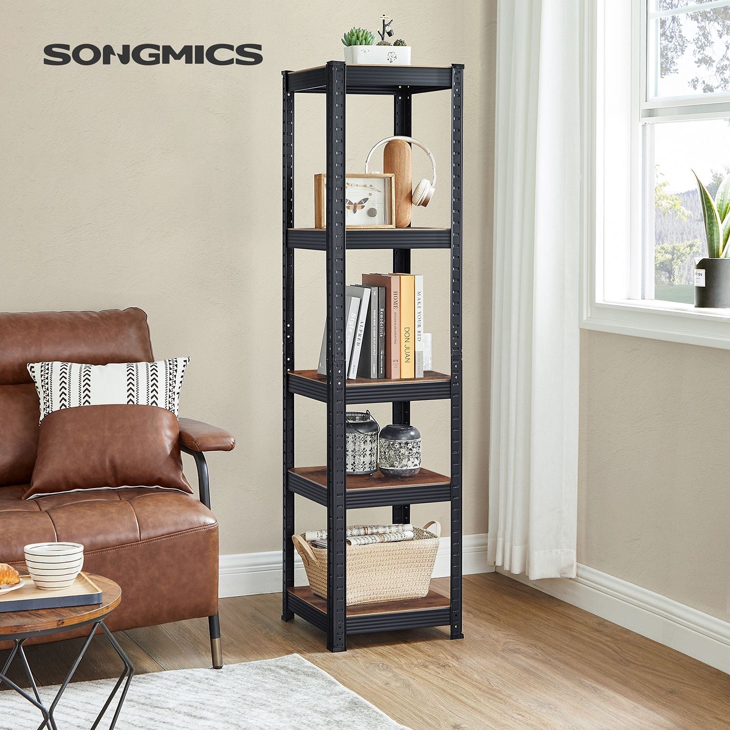 Small rack box - Living room cabinet - Extra strong - 5 levels - Black