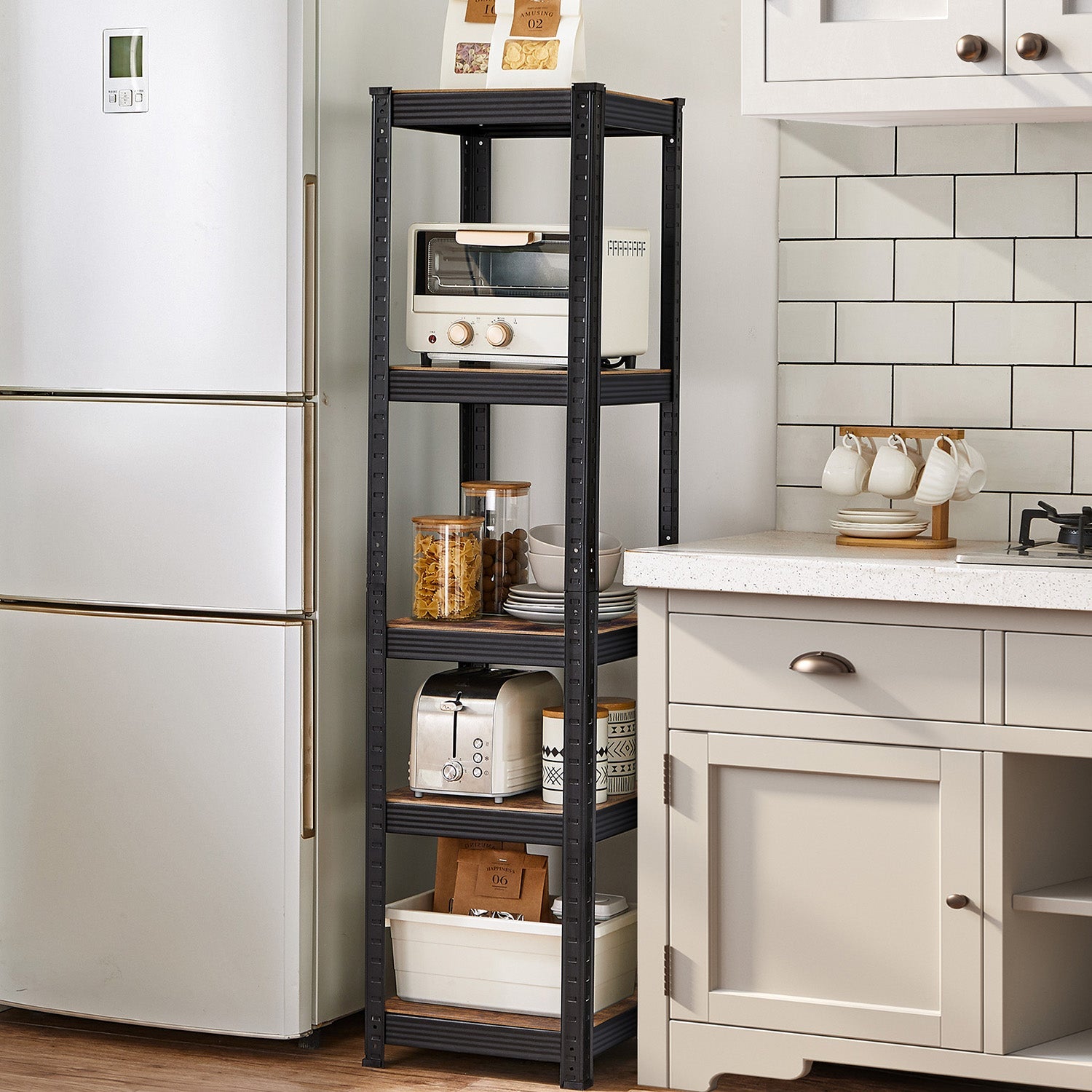 Small rack box - Living room cabinet - Extra strong - 5 levels - Black