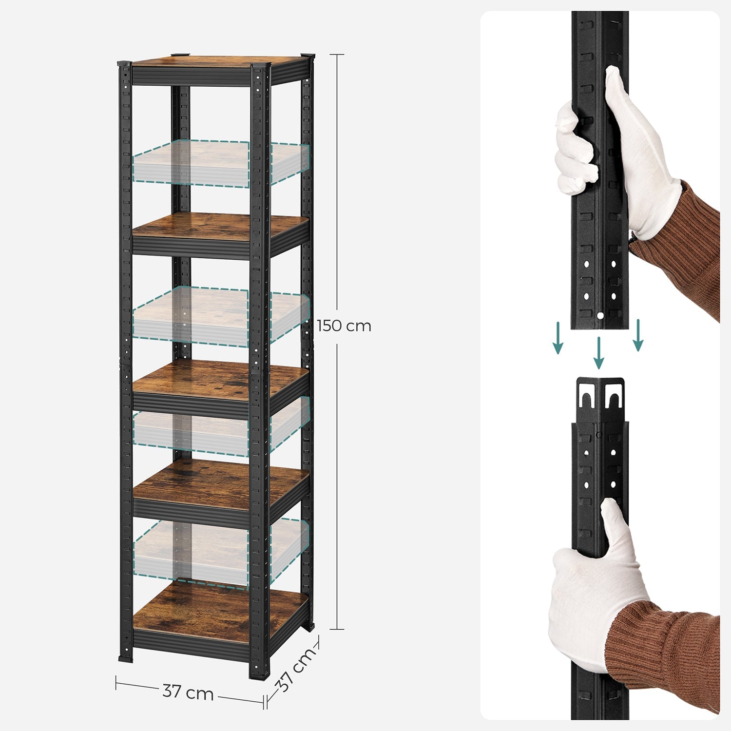 Small rack box - Living room cabinet - Extra strong - 5 levels - Black